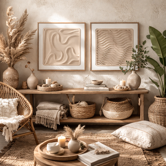 Duo de cadres muraux en relief – Formes organiques