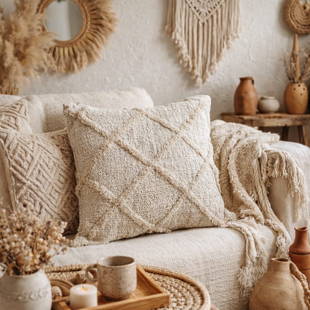 Housse de coussin 40x40 - Beige Losange