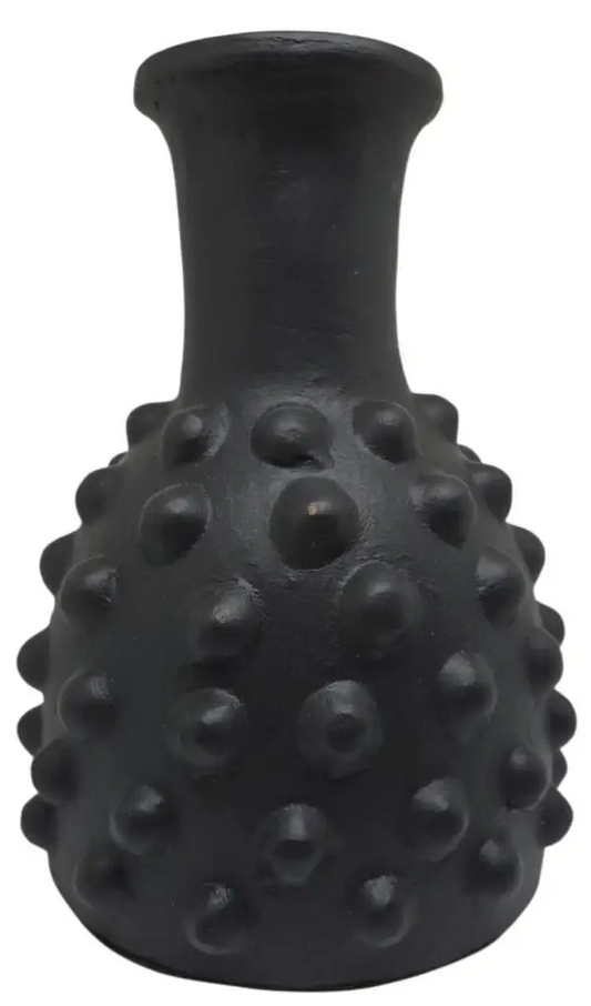 Vase Noir Mat Boules Sculptées