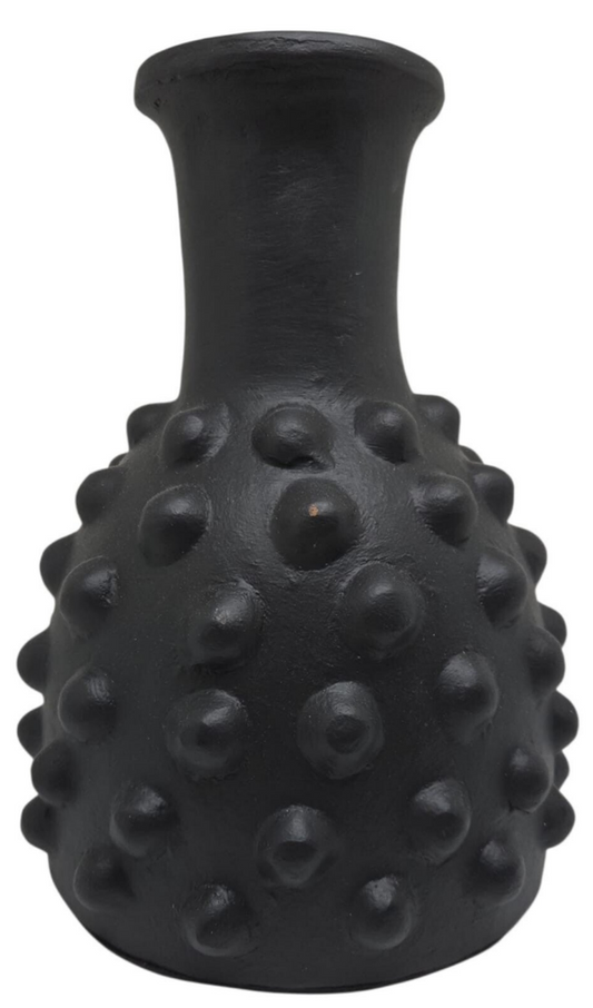 Vase noir mat texturé – Design boules sculptées