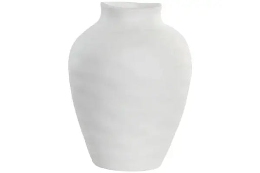 Vase Décoratif en Grès Blanc Mat