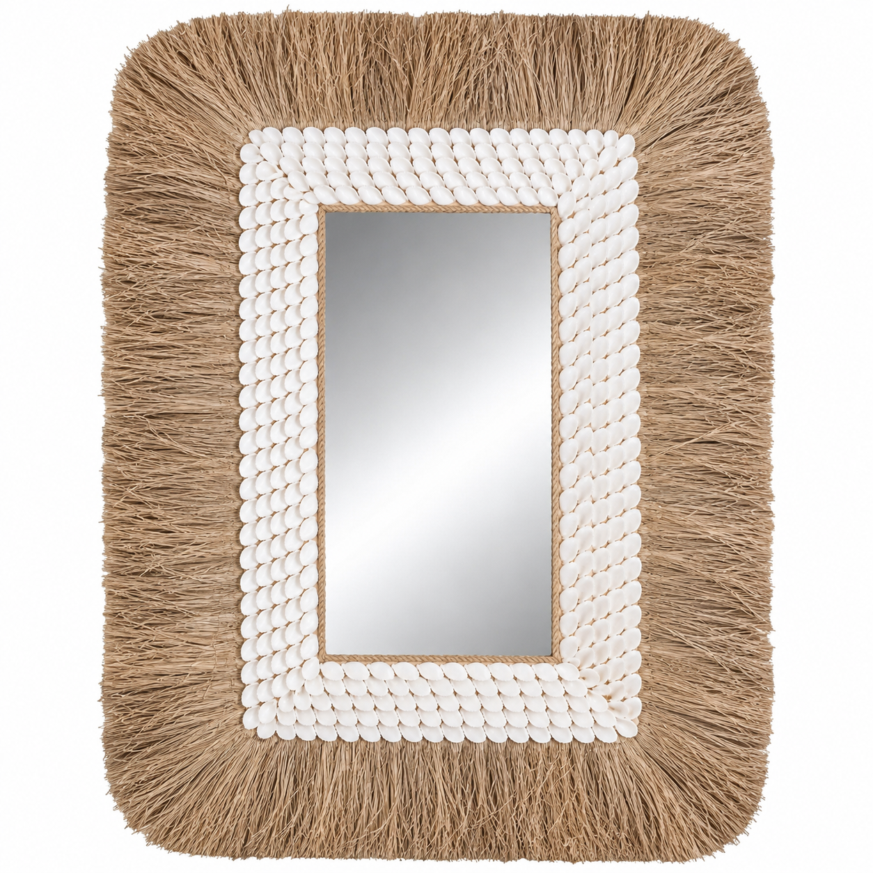 Miroir mural rectangulaire en jonc de mer