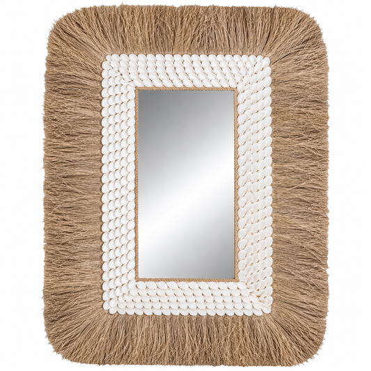 Miroir mural rectangulaire en jonc de mer