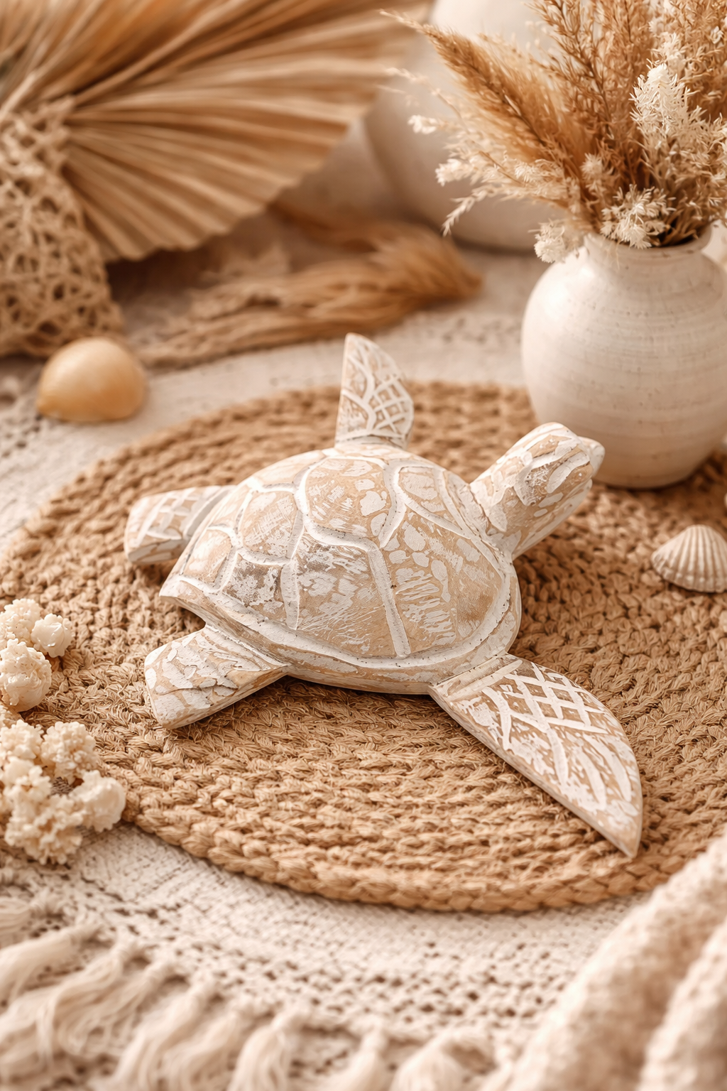 Tortue décorative en bois – Artisanat de Bali