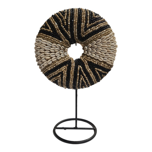 Ornement en coquillages & perles beiges et noires 