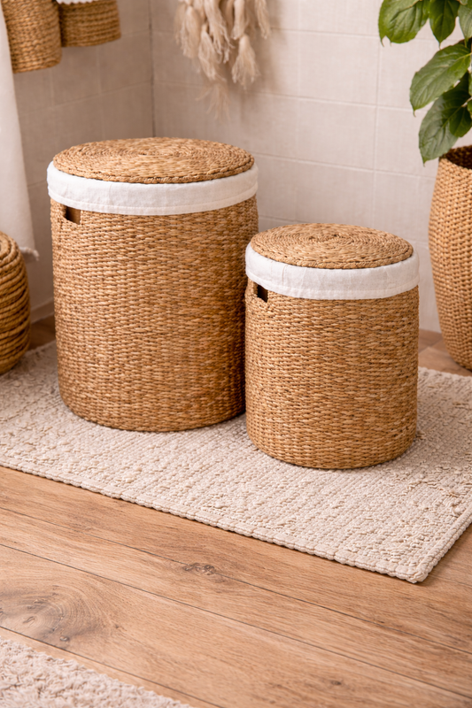Set de 2 corbeilles en fibre naturelle – Rangement & déco bohème