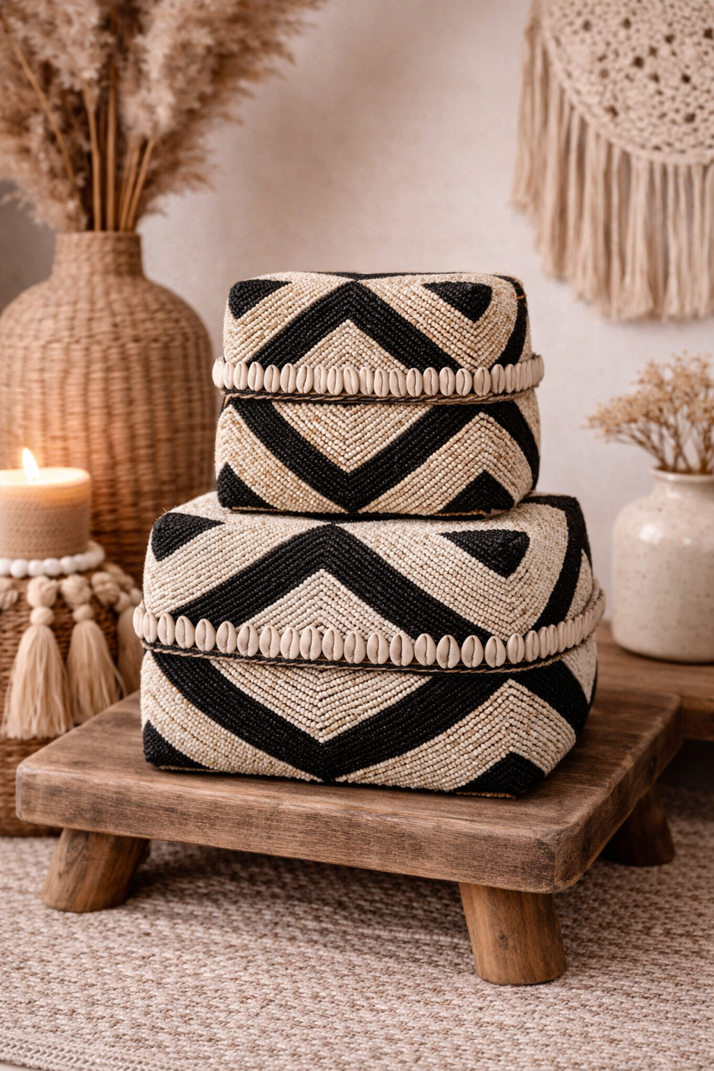 Boîte artisanale en perles – Décoration Bali