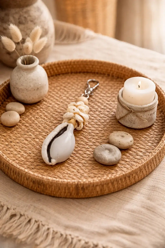 Porte-clés en coquillages naturels