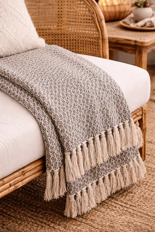 Plaid Coton Gris Foncé 130x160 cm