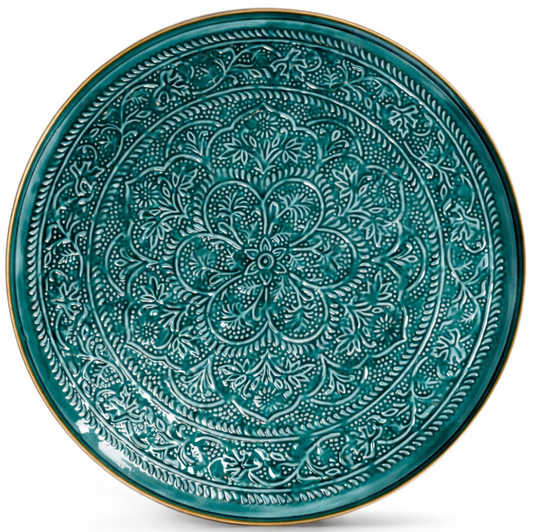 Plateau berbère en métal EMERAUDE – BAZAR DELUXE – Ø 60 cm