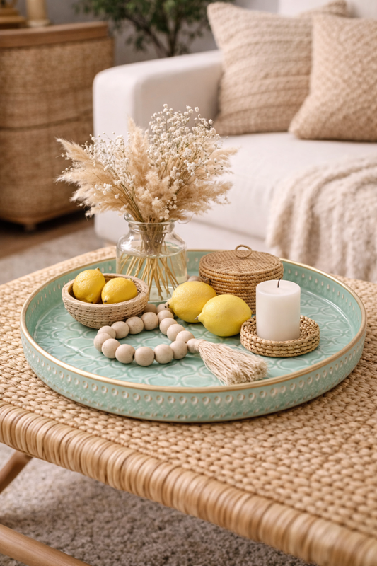 Plateau berbère en métal CELADON – BAZAR DELUXE – Ø 60 cm