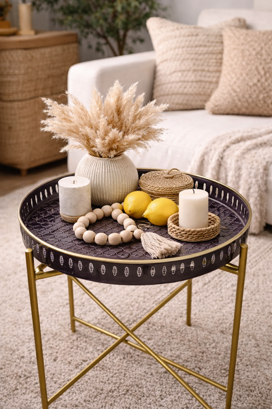 Plateau berbère en métal NAVY – BAZAR DELUXE – Ø 60 cm