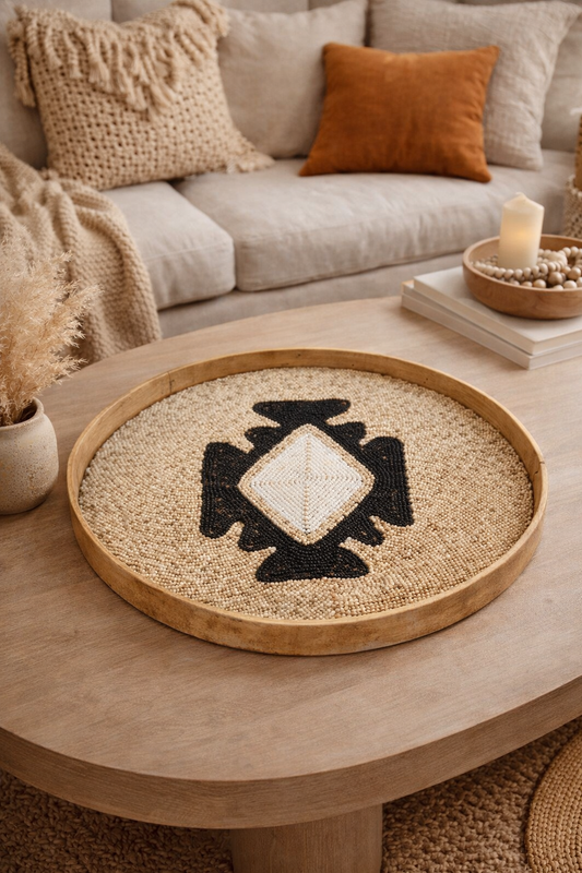 Plateau en bambou perlé – Ethnique Bohème