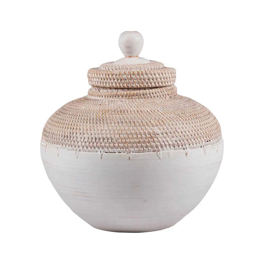 Pot Rotin & Bois Blanc Large