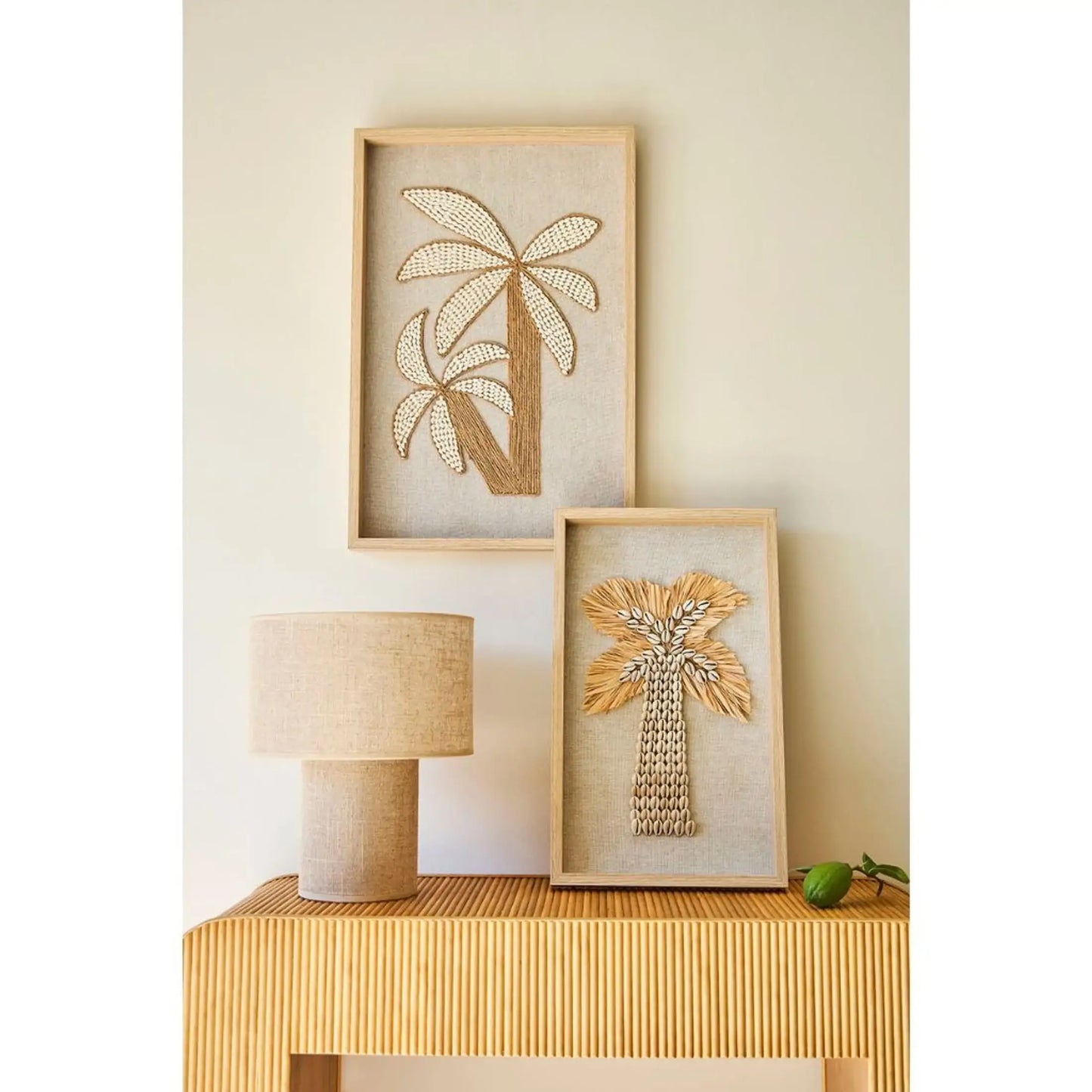 Lampe à poser en lin beige
