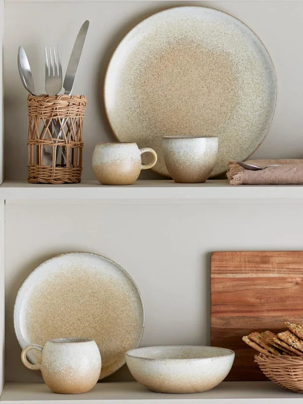 Set petit déjeuner en grès beige