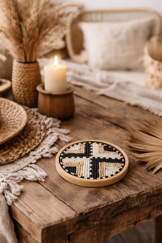 Sous-verre en perles et bambou #3