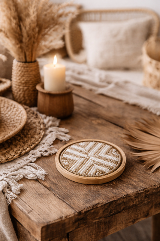 Sous-verre en perles et bambou #1