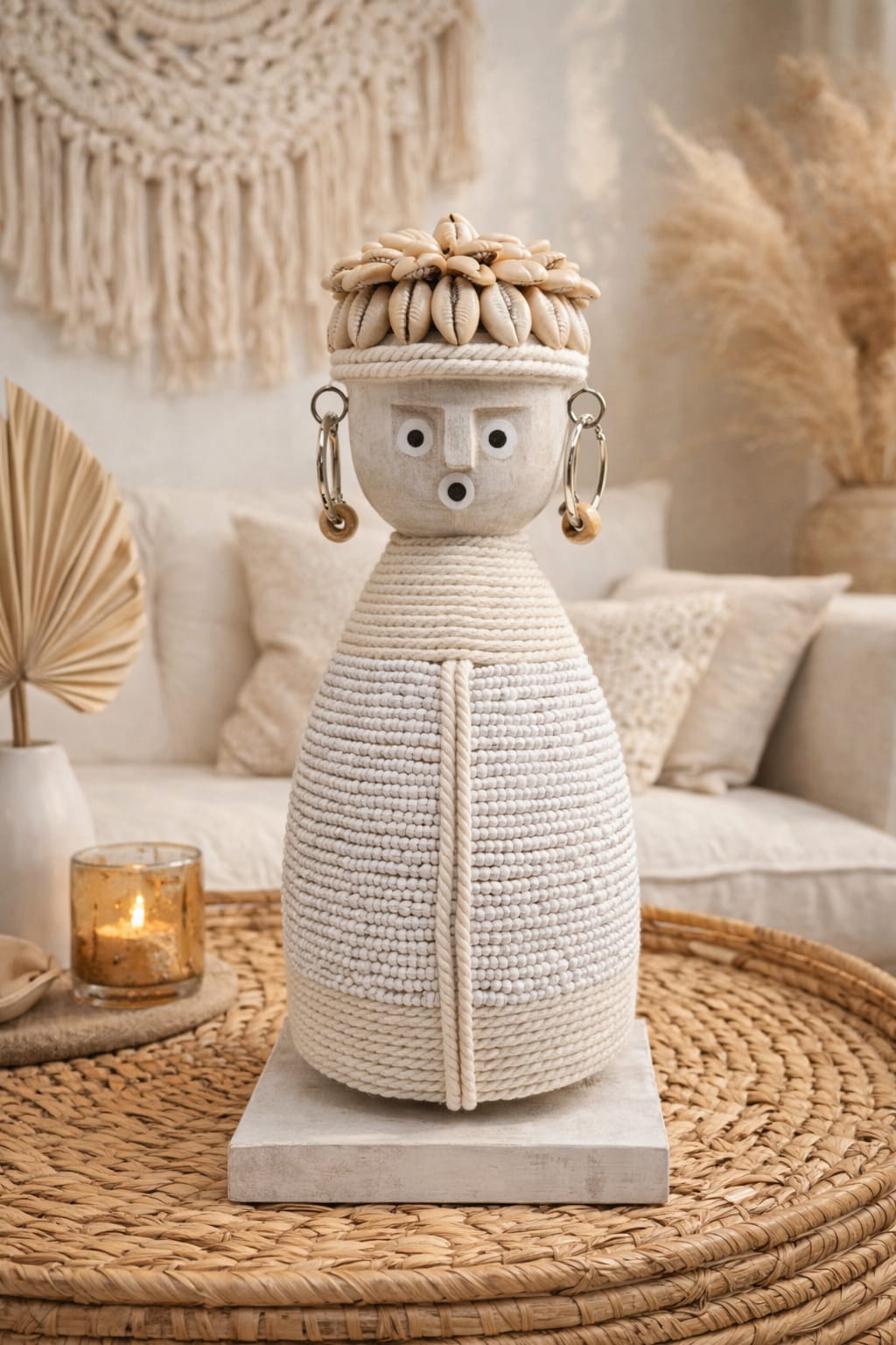Statuette Namji en bois blanche – Taille S