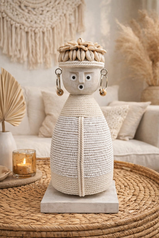Statuette Namji en bois blanche – Taille S
