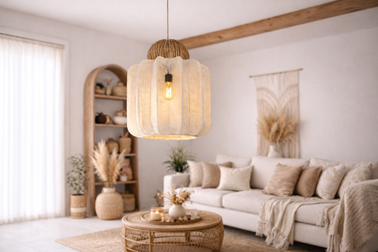 Plafonnier en coton et seagrass – Naturel