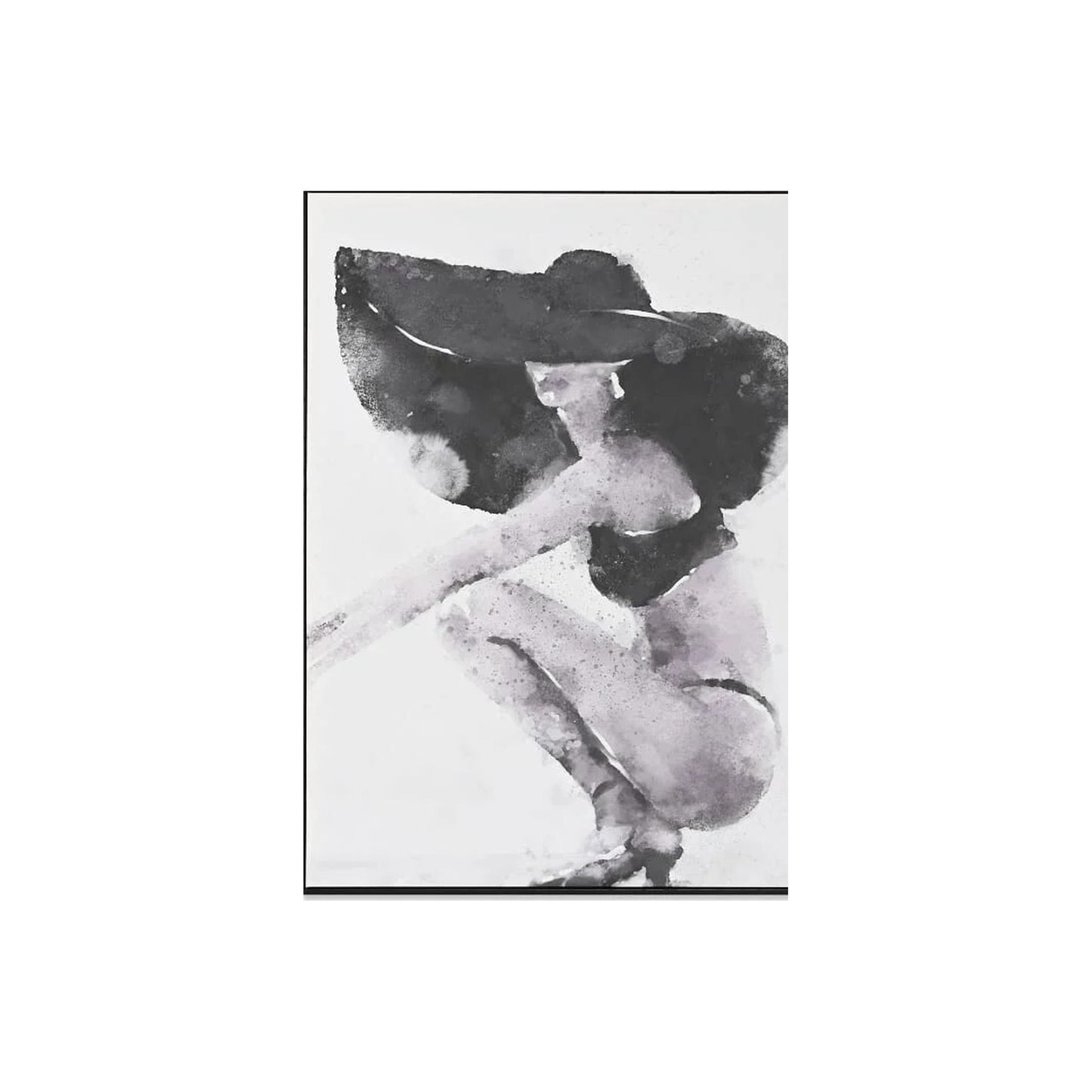 Tableau femme au chapeau – Toile noir & blanc 90x120 cm