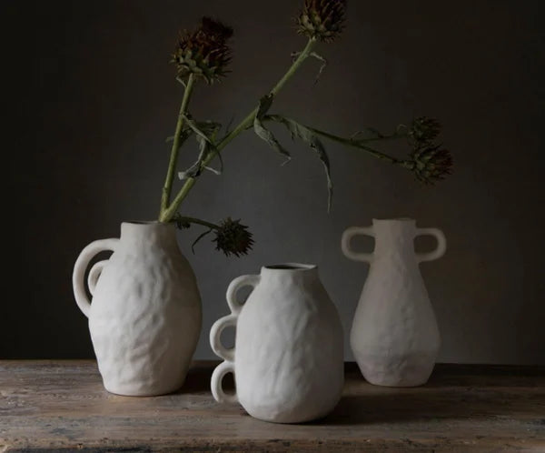 Vase en céramique blanc avec anses – Modèle Athènes n°2