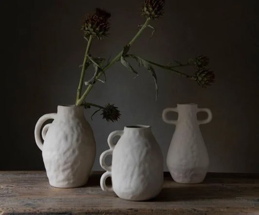 Vase en céramique blanc double anse – Modèle Athènes n°1