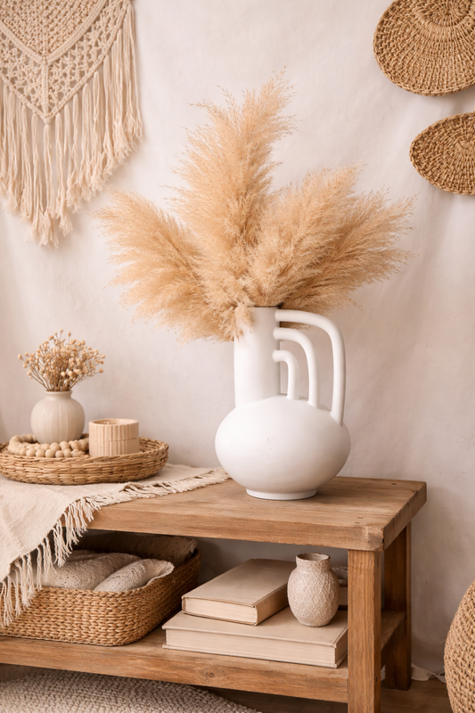 Vase blanc mat à anses – Style minimaliste chic