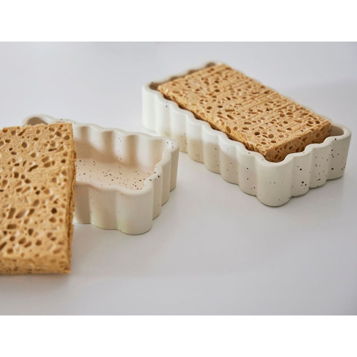 Vide-poche rectangulaire en grès beige