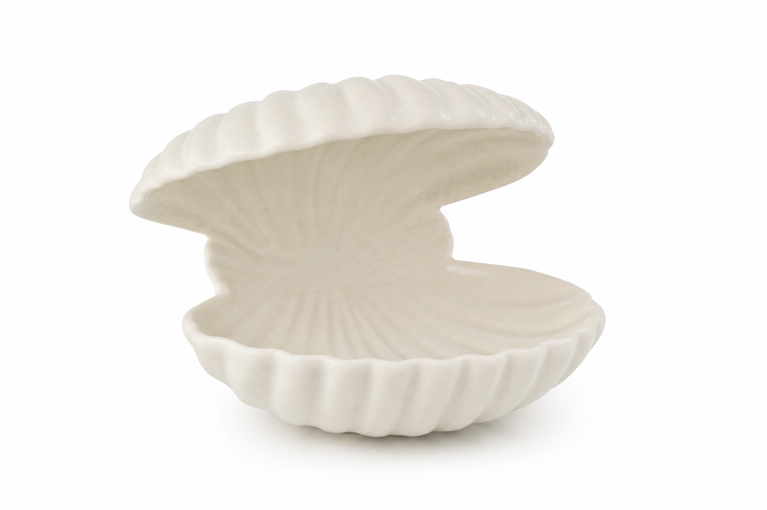 Vide-poche coquillage décoratif en grès blanc