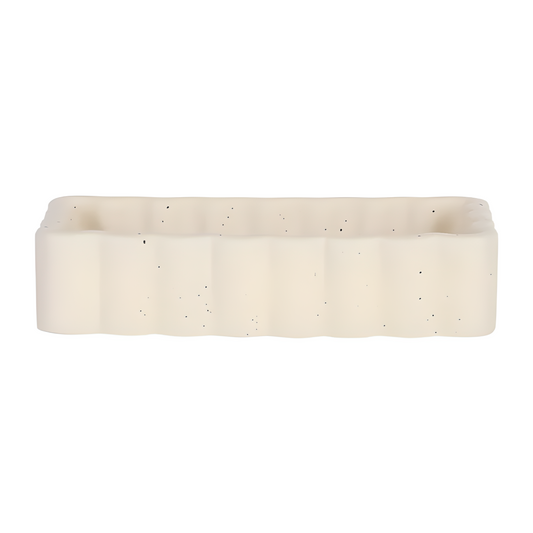 Vide-poche rectangulaire en grès beige