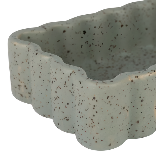 Vide-poche rectangulaire en grès sauge moucheté